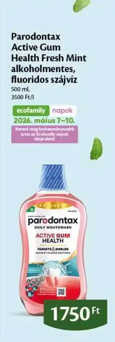 Parodontax Active Gum Health Fresh Mint alkoholmentes, fluoridos szájvíz