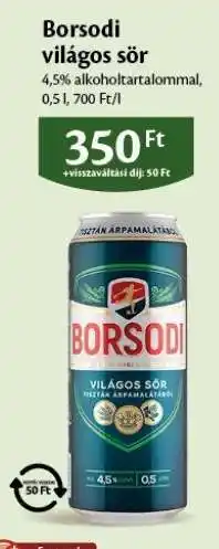 EcoFamily BORSODI Világos sör ajánlat