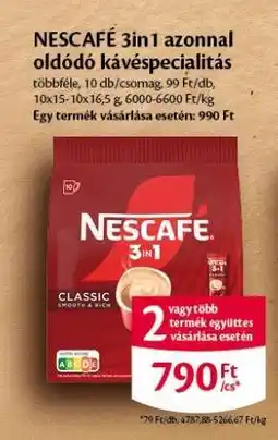 EcoFamily NESCAFÉ 3in1 azonnal oldódó kávéspecialitás ajánlat