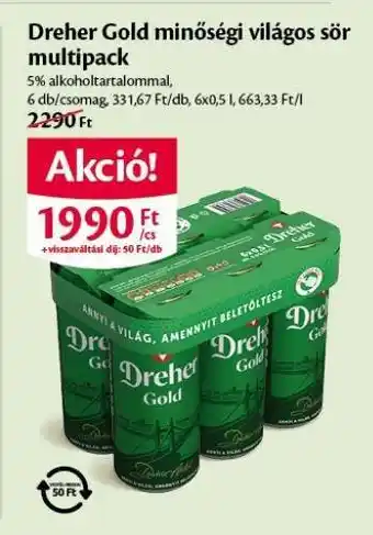 EcoFamily Dreher Gold minőségi világos sör multipack ajánlat