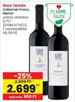 Interspar Gere Tamás Cabernet Franc, Merlot ajánlat
