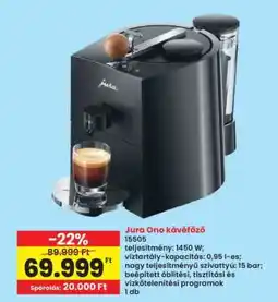 Interspar JURA ONO kávéfőző ajánlat