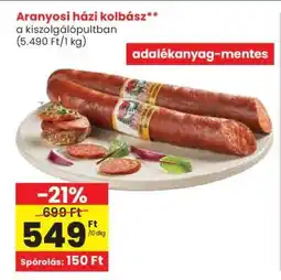 Spar Aranyosi házi kolbász ajánlat