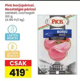 Spar Pick borjúpárizsi, Nosztalgia párizsi ajánlat