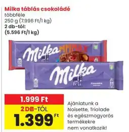 Spar MILKA Táblás csokoládé ajánlat