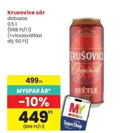 Spar Krusovice sör ajánlat