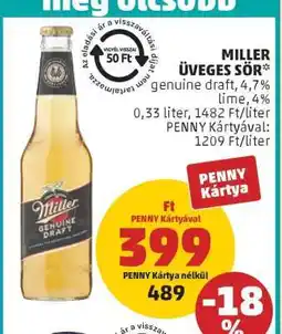 PENNY Miller Üveges Sör ajánlat
