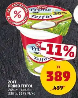 PENNY Zott Primo Tejföl ajánlat