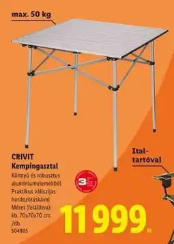 Lidl CRIVIT Kempingasztal ajánlat