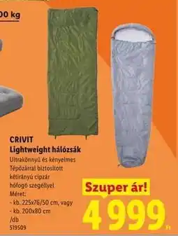 Lidl CRIVIT Lightweight hálózsák ajánlat