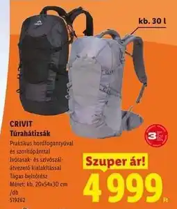 Lidl CRIVIT Túrahátizsák ajánlat