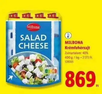 Lidl MILBONA Krémfehérsajt ajánlat