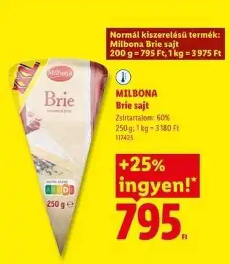 Lidl Milbona Brie sajt ajánlat