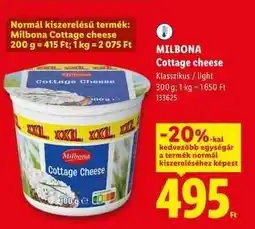 Lidl MILBONA Cottage cheese ajánlat