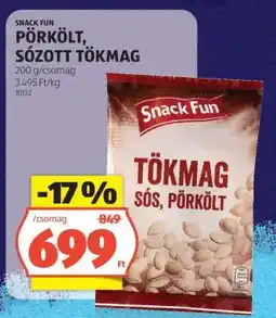 ALDI Snack fun pörkölt, sózott tökmag ajánlat
