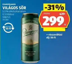 ALDI STAROPRAMEN Világos sör ajánlat