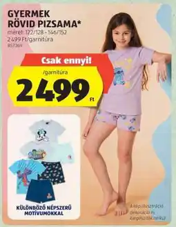 ALDI Gyermek rövid pizsama ajánlat