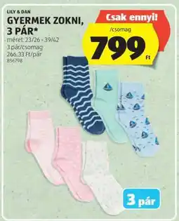 ALDI Lily & Dan Gyermek Zokni, 3 Pár ajánlat