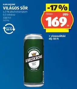 ALDI KARLSKRONE VILÁGOS SÖR ajánlat