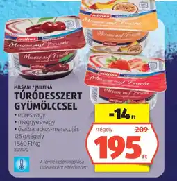 ALDI Milsani / Milfina túródesszert gyümölccsel ajánlat