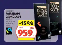 ALDI Moser Roth Fairtrade csokoládé ajánlat