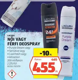 ALDI Lacura női vagy férfi deospray ajánlat