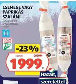 ALDI Csemege vagy paprikás szalámi ajánlat