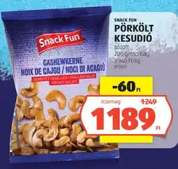 ALDI Snack Fun pörkölt kesudió ajánlat