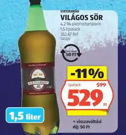 ALDI Sixtusbräu világos sör ajánlat