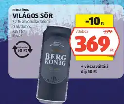 ALDI Bergkönig világos sör ajánlat