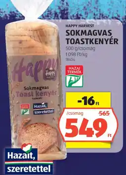 ALDI Happy Harvest sokmagvas toastkenyér ajánlat