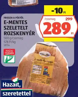 ALDI E-mentes szeletelt rozskenyér ajánlat