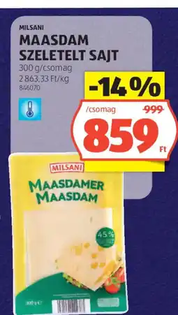 ALDI Milsani Maasdam szeletelt sajt ajánlat