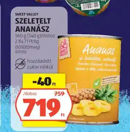 ALDI Sweet Valley Szeletelt ananász ajánlat