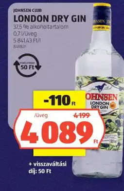 ALDI Johnsen Club London Dry Gin ajánlat