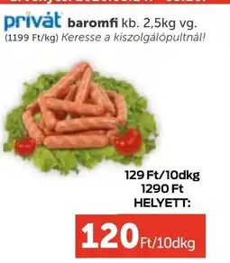 PRIVÁT Privát baromfi virsli ajánlat