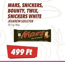 CBA Mars, Snickers, Bounty, Twix, Snickers White jégkrém szeletek ajánlat