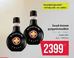 Coop Zwack Unicum gyógynövénylikőr ajánlat