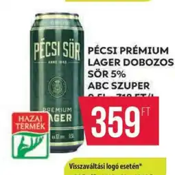 Coop Pécsi Prémium Lager Dobozos Sör 5% ajánlat