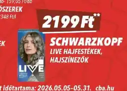 CBA SCHWARZKOPF LIVE HAJFESTÉKEK, HAJSZÍNEZŐK ajánlat