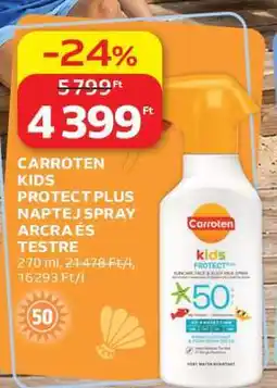 Auchan Carroten Kids Protect Plus naptej spray arcra és testre ajánlat