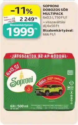 Auchan Soproni Dobozos Sör Multipack ajánlat