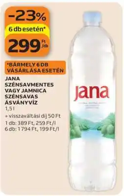 Auchan Jana szénsavmentes vagy Jamnica szénsavas ásványvíz ajánlat