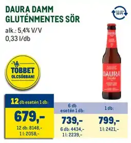 Metro Daura Damm gluténmentes sör ajánlat