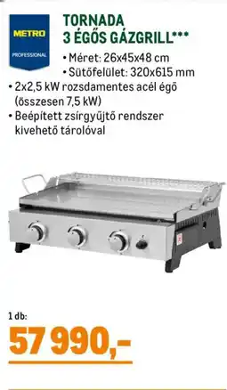 Metro Tornada 3 égős gázgrill ajánlat