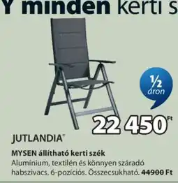 JYSK JUTLANDIA MYSEN állítható kerti szék ajánlat
