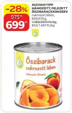 Auchan Auchan Tipp Hámozott, Felezett Őszibarackkonzerv ajánlat