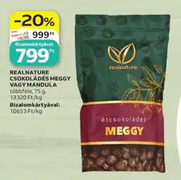 Auchan REALNATURE CSOKOLÁDÉS MEGGY VAGY MANDULA ajánlat