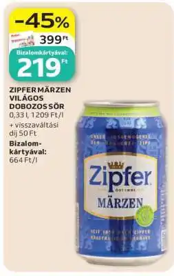 Auchan ZIPFER MÄRZEN VILÁGOS DOBOZOS SÖR ajánlat