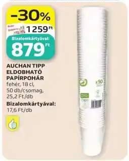 Auchan AUCHAN TIPP ELDOBHATÓ PAPÍRPOHÁR ajánlat